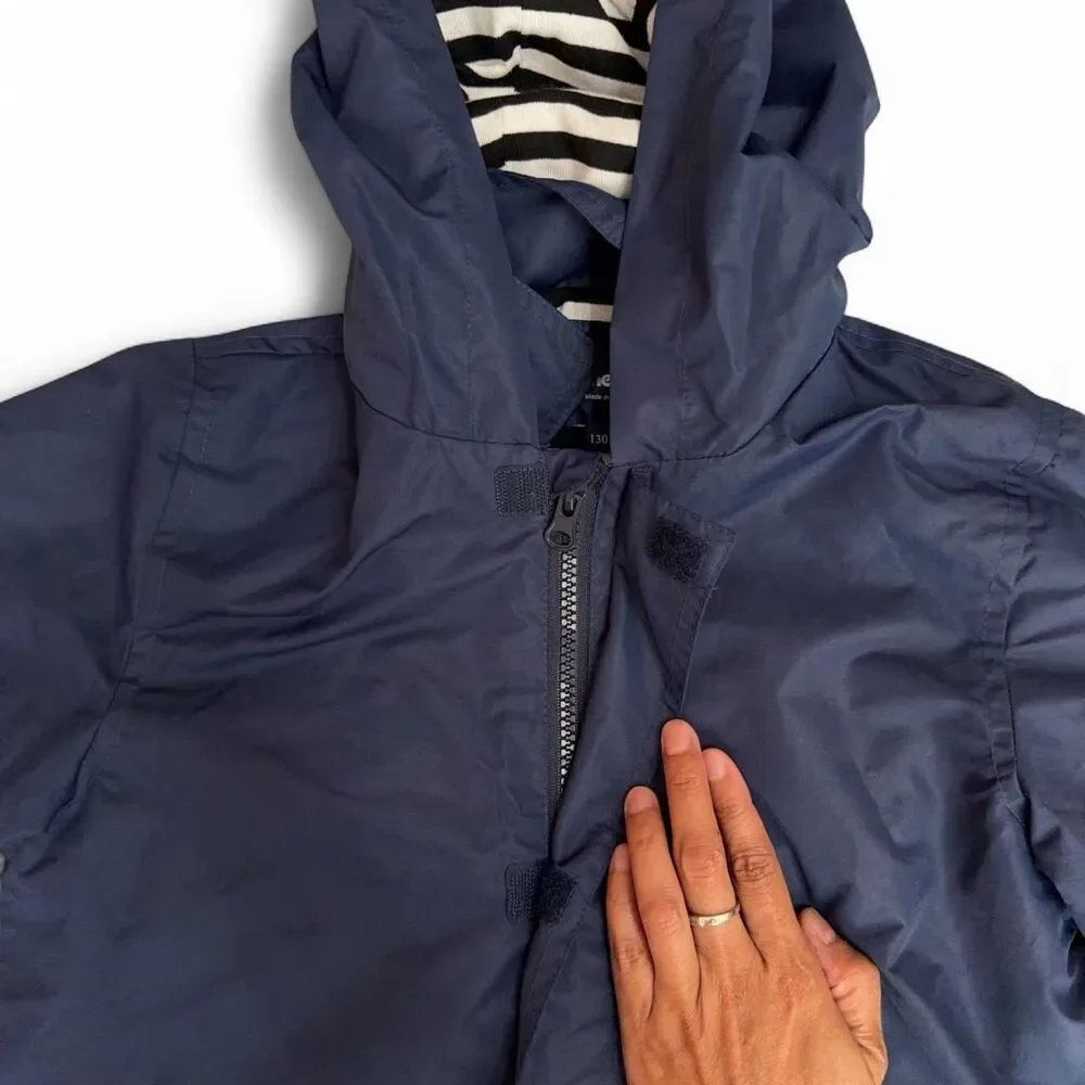 Hiheart Kids Navy Blue Hooded Raincoat Jacket Size US 6/7 - 130
